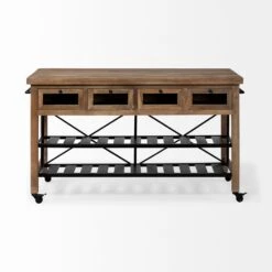 Daniella Brown Wood | Black Metal Kitchen Avand -France and Son Store 0013494 67103 B