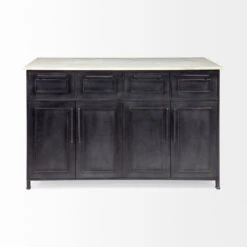 Dimitrina Black Metal | White Marble Kitchen Avand