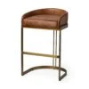 Derek Brown Leather | Gold Metal | Bar Stool 1 Derek Brown Leather | Gold Metal | Bar Stool -France and Son Store 0029925 68574 A