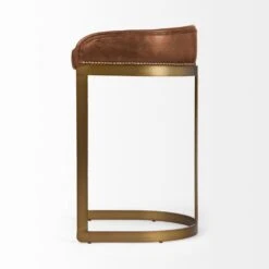 Derek Brown Leather | Gold Metal | Bar Stool -France and Son Store 0033104 68574 C