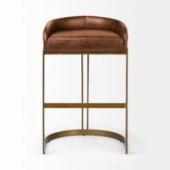 Derek Brown Leather | Gold Metal | Bar Stool -France and Son Store 0033107 68574 B