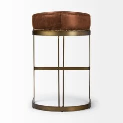 Derek Brown Leather | Gold Metal | Bar Stool -France and Son Store 0041971 68574 D