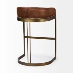 Derek Brown Leather | Gold Metal | Bar Stool -France and Son Store 0041972 68574 E