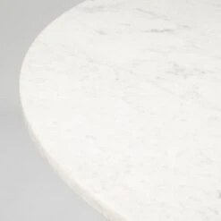 Ash White Marble | Black Metal | Round Dining Table -France and Son Store 0042870 68849 AB D