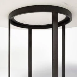 Ash White Marble | Black Metal | Round Dining Table -France and Son Store 0042872 68849 AB F