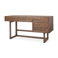 Sailor Medium Brown Wood | Cane Accent Office Desk