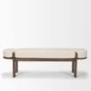 Althea Dark Brown Wood | Oatmeal Fabric Bench -France and Son Store 0088199 70802 B
