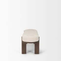Althea Dark Brown Wood | Oatmeal Fabric Bench -France and Son Store 0088200 70802 C
