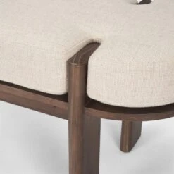 Althea Dark Brown Wood | Oatmeal Fabric Bench -France and Son Store 0088203 70802 F
