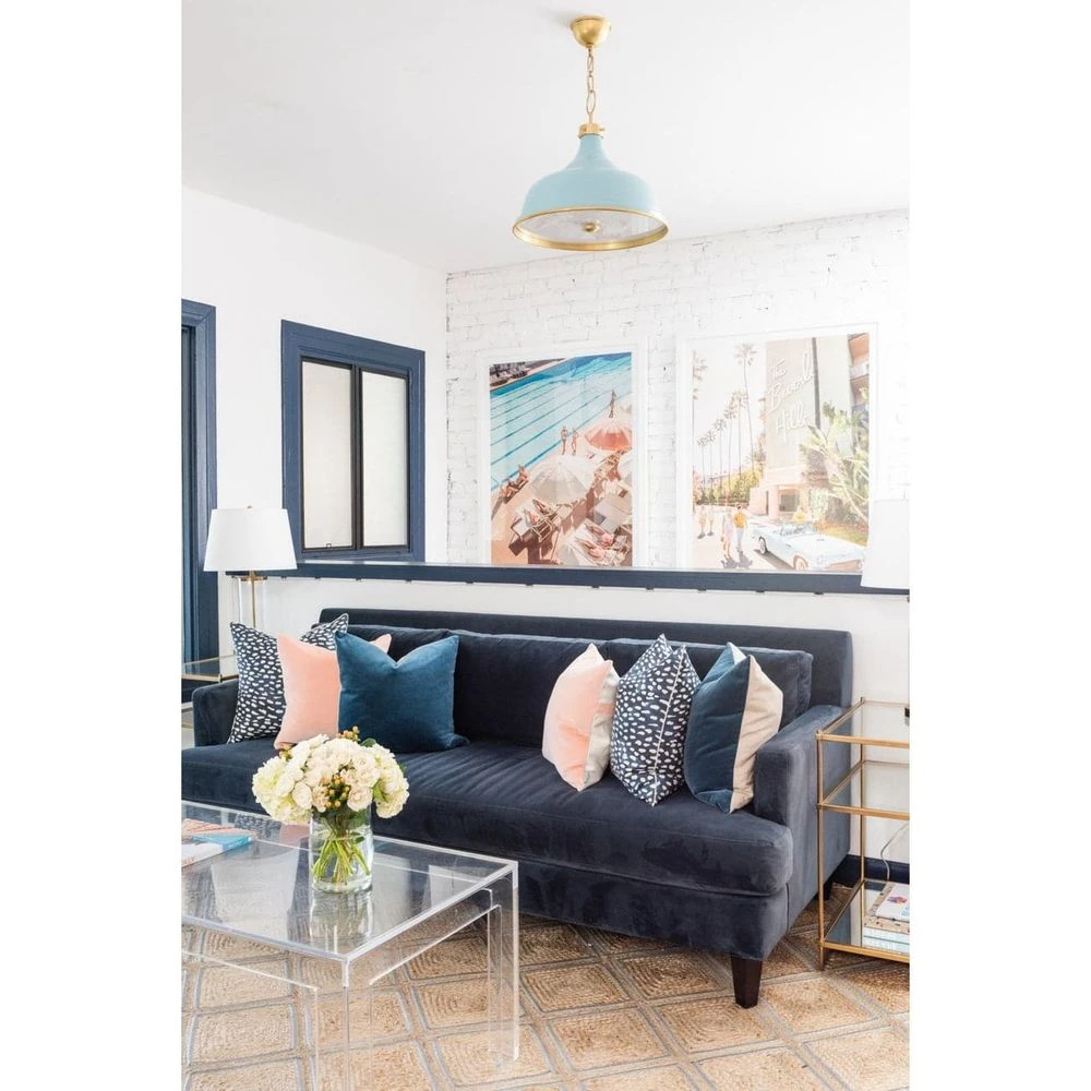 Painted No.1 Aged Brass Pendant 5 Painted No.1 Aged Brass Pendant - Image 3