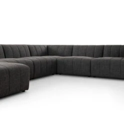 Log Channeled 6-Piece LAF Chaise Sectional - Saxon Charcoal -France and Son Store 100193 004 DET 2