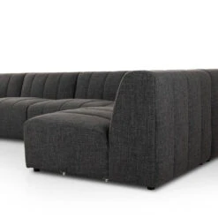 Log Channeled 5-Piece Sectional - LAF Chaise - Saxon Charcoal 13 Log Channeled 5-Piece Sectional - LAF Chaise - Saxon Charcoal -France and Son Store 100194 004 DET 1