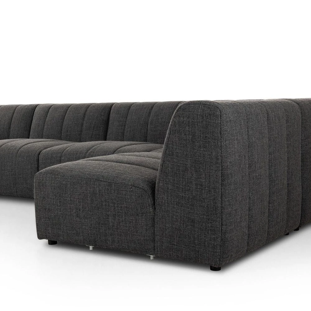 Log Channeled 5-Piece Sectional - LAF Chaise - Saxon Charcoal 8 Log Channeled 5-Piece Sectional - LAF Chaise - Saxon Charcoal - Image 6