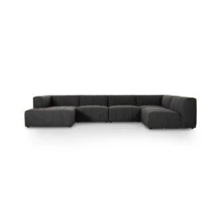 Log Channeled 5-Piece Sectional - LAF Chaise - Saxon Charcoal
