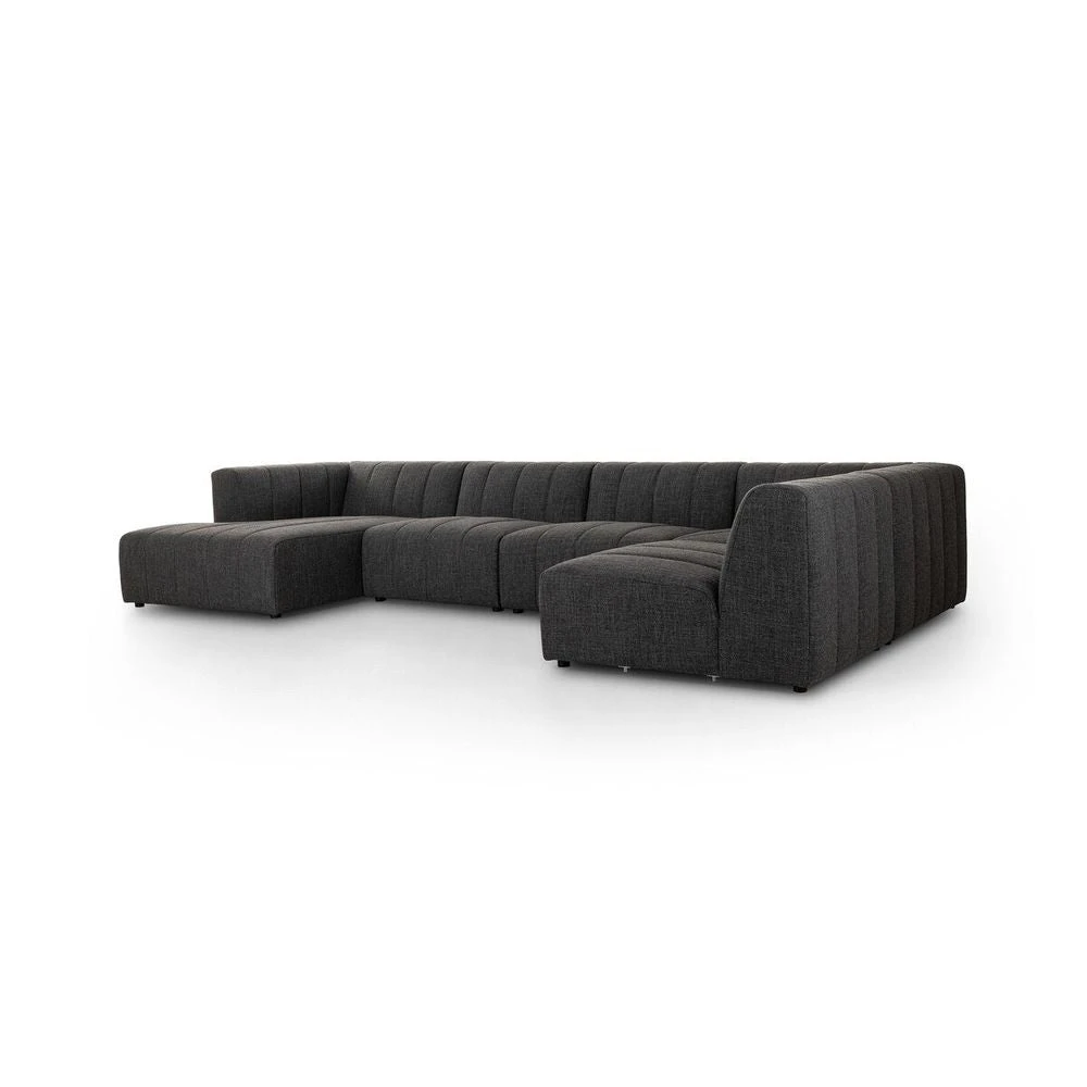 Log Channeled 5-Piece Sectional - LAF Chaise - Saxon Charcoal 4 Log Channeled 5-Piece Sectional - LAF Chaise - Saxon Charcoal - Image 2