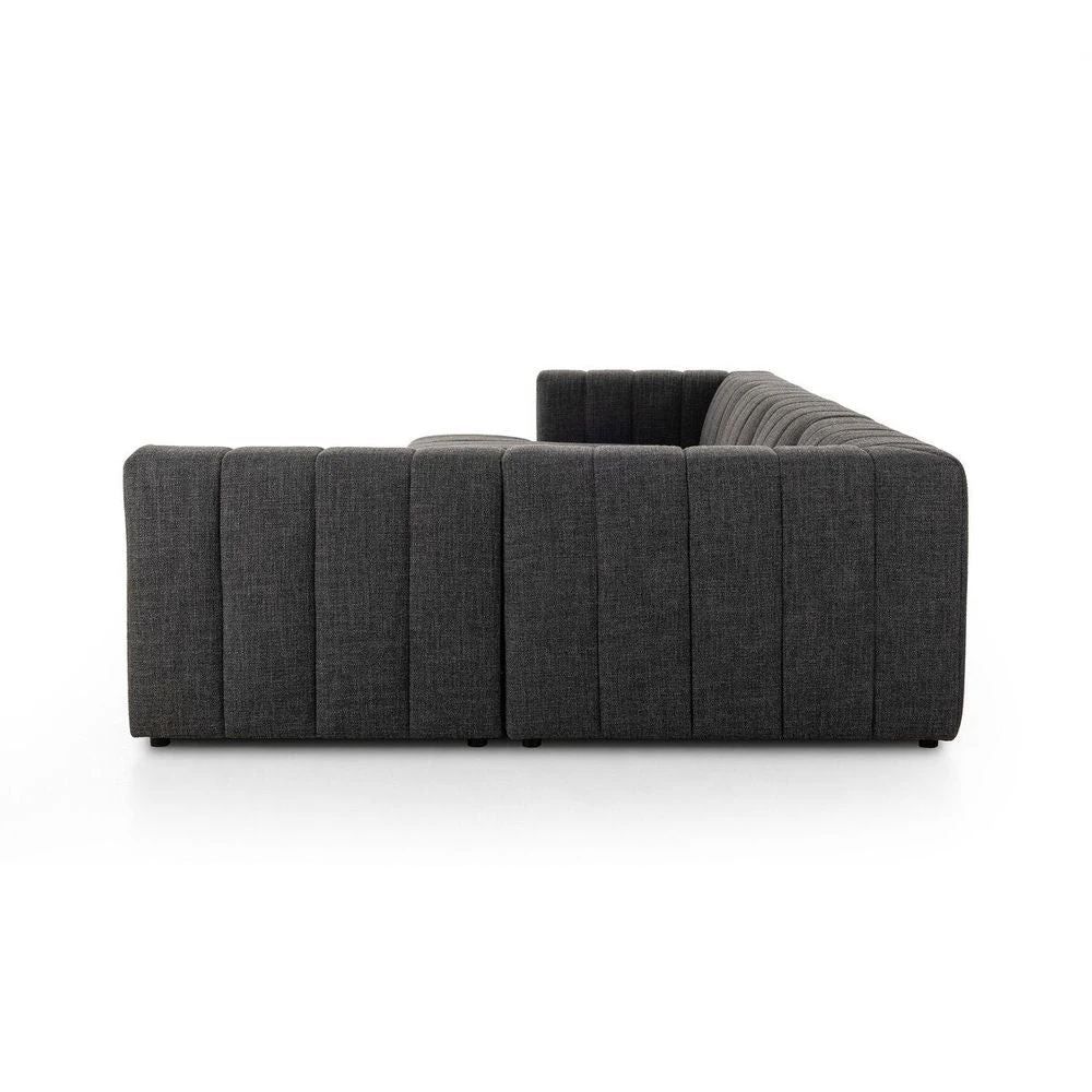 Log Channeled 5-Piece Sectional - LAF Chaise - Saxon Charcoal 5 Log Channeled 5-Piece Sectional - LAF Chaise - Saxon Charcoal - Image 3