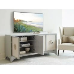 Newbury Park Raffia Media Console -France and Son Store 100RF 660 WS OPEN