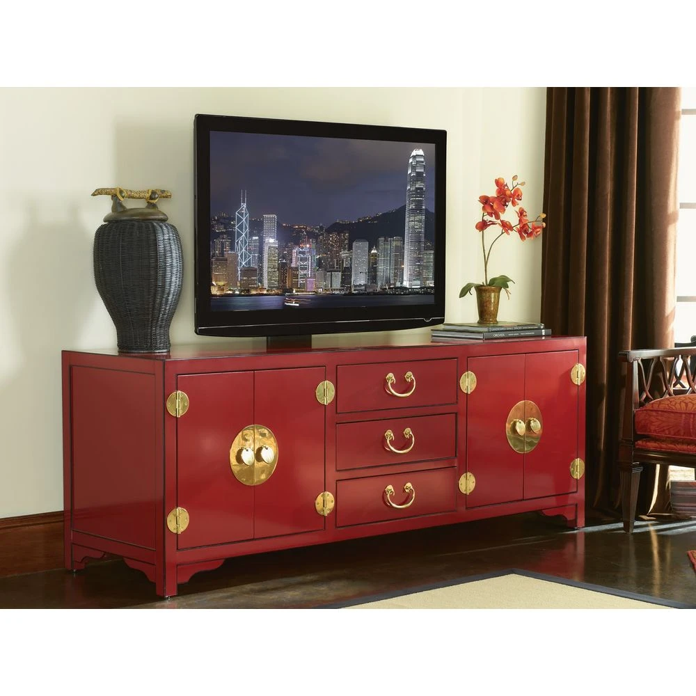 Pacific Isle Media Console - Red Coral 4 Pacific Isle Media Console - Red Coral - Image 2