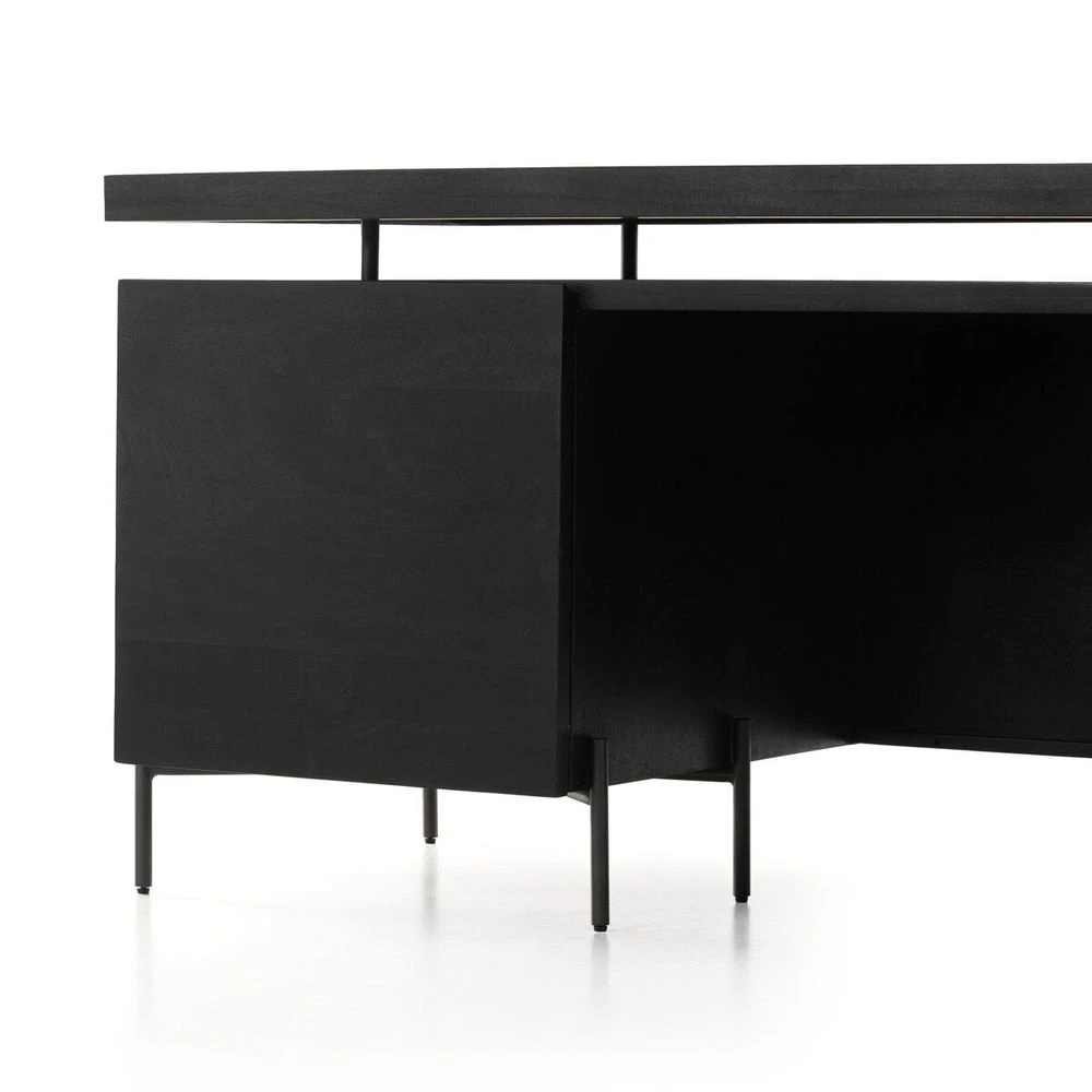 Michel Desk - Carved Black Wash 12 Michel Desk - Carved Black Wash - Image 10