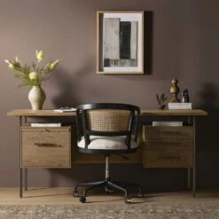 Tyson Desk - Natural Resawn Oak -France and Son Store 104607 002 HOV 1