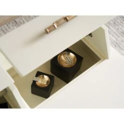 Langley Writing Desk - Linen White -France and Son Store 105 410 storage det