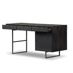Loraine Desk - Black Wash W/ Black Cane -France and Son Store 106683 005 OPN 1