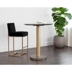 Monaco Bar Table - Gold - Grey Marble / Charcoal Grey -France and Son Store 108669 5