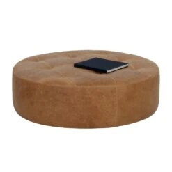 Nilda Round Leather Cocktail Ottoman -France and Son Store 109015