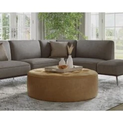 Nilda Round Leather Cocktail Ottoman -France and Son Store 109015 5 1