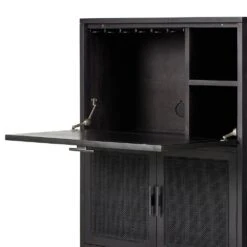 Spencer Bar Cabinet - Black W/ Black Wash Mango -France and Son Store 109084 004 DET 8