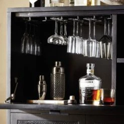 Spencer Bar Cabinet - Black W/ Black Wash Mango -France and Son Store 109084 004 DET 9 db692f81 60ae 4930 b63b f1148b4821ca