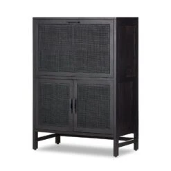 Spencer Bar Cabinet - Black W/ Black Wash Mango