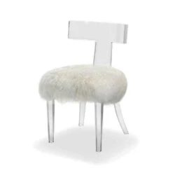 Seraphina Klismos Chair - Clear With Sheepskin Seat