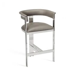 Lilith Counter Stool -France and Son Store 148105 darcy grey leather nickel silver counter stool