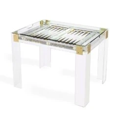 Pierre Acrylic Backgammon Table -France and Son Store 165081 pierre acrylic brass silver backgammon game table