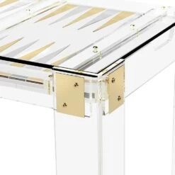 Pierre Acrylic Backgammon Table -France and Son Store 165081 2 pierre acrylic brass silver backgammon game table
