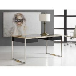 Stainless And Brass Writing Desk
