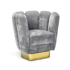 Gallery Swivel Chair -France and Son Store 198010 5 gallery granite grey brass upholstered chair 6 42c91c13 80e0 4bfb 97b5 b97c01b2115f