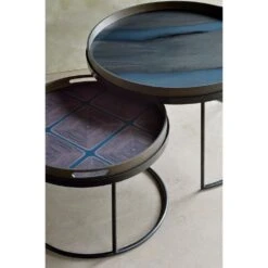 Organic Glass Tray - Black -France and Son Store 20726Round tray coffee table set 20910 20913 WEB jpg