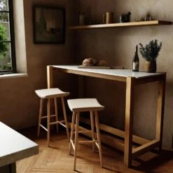 Ranger Bar & Counter Table - Honed White Marble -France and Son Store 224598 001 HOV 1