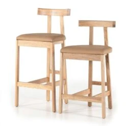 Evanna Bar Stool - Natural Leather -France and Son Store 225104 002 GRP 1