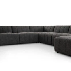 Log Channeled 6-Piece Sectional - RAF Chaise - Saxon Charcoal -France and Son Store 227473 005 DET 1