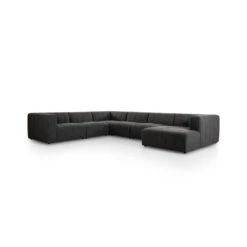 Log Channeled 6-Piece Sectional - RAF Chaise - Saxon Charcoal -France and Son Store 227473 005 PRM 1