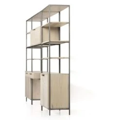 Troy Modular Wall Desk With 2 Bookcases - Dove Poplar -France and Son Store 228708 003 DET 3