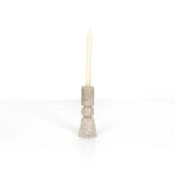 Rose Taper Candlesticks - Creamy Taupe Marble Solid -France and Son Store 229702 006 DET 3