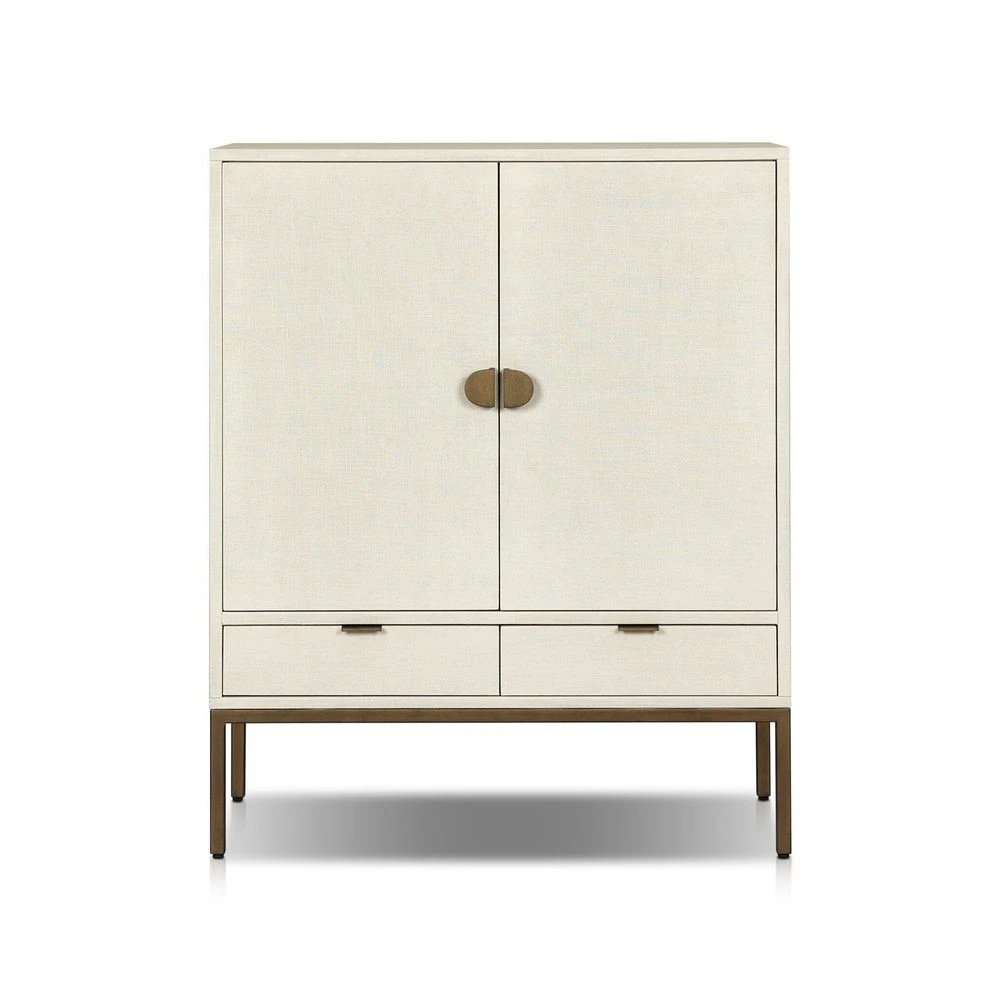 Cressida Bar Cabinet - Ivory Painted Linen 3 Cressida Bar Cabinet - Ivory Painted Linen