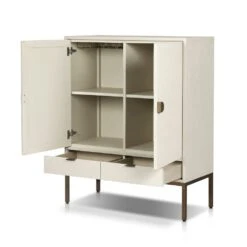 Cressida Bar Cabinet - Ivory Painted Linen 31 Cressida Bar Cabinet - Ivory Painted Linen -France and Son Store 230794 003 OPN 2