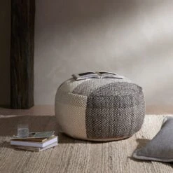 Langley Floor Cushion - Brown, Cream 21 Langley Floor Cushion - Brown, Cream -France and Son Store 231401 001 HOV 1