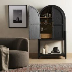Benson Bar Cabinet - Drifted Matte Black -France and Son Store 234848 001 ESS 2