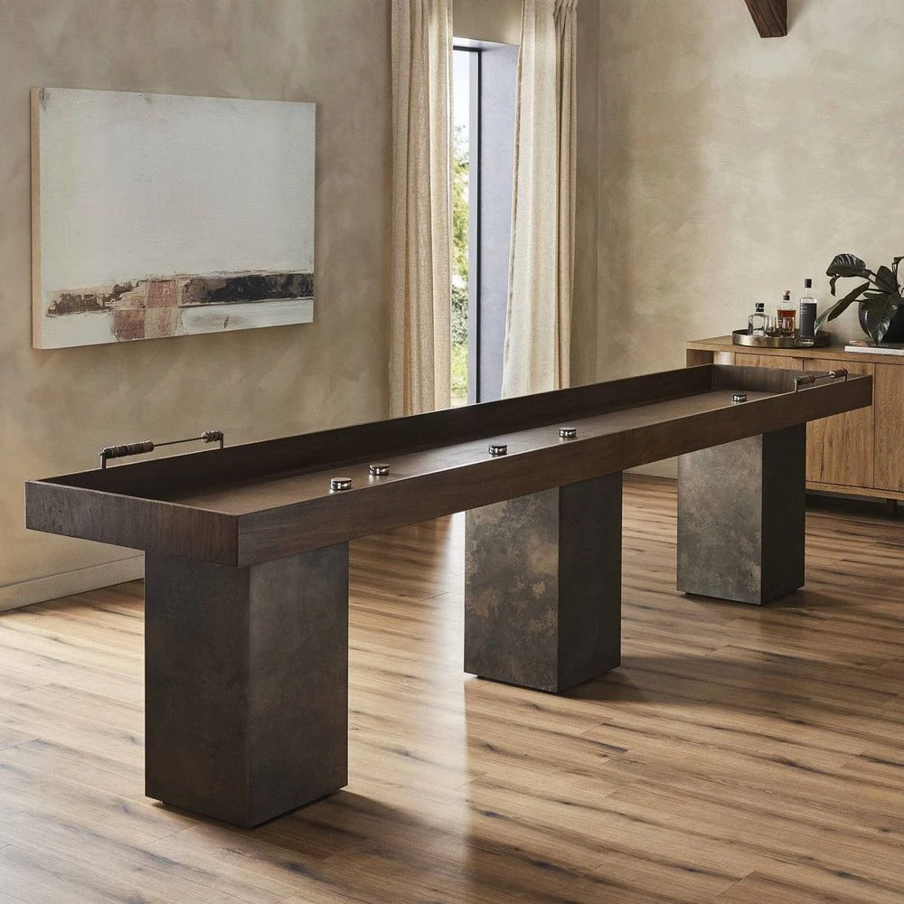 Sylvestra Shuffleboard Table - Carbonized Black - Black, Grey, Brown 4 Sylvestra Shuffleboard Table - Carbonized Black - Black, Grey, Brown - Image 2